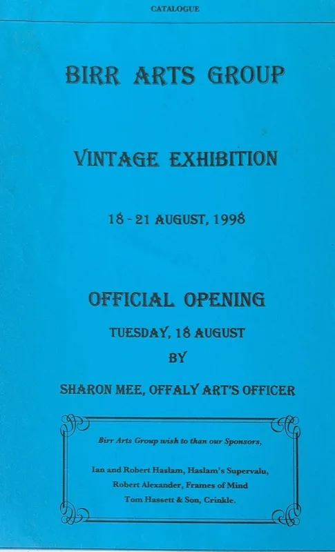 Catalogue cover for the Birr Arts Group Vintage Exhibition in Ireland