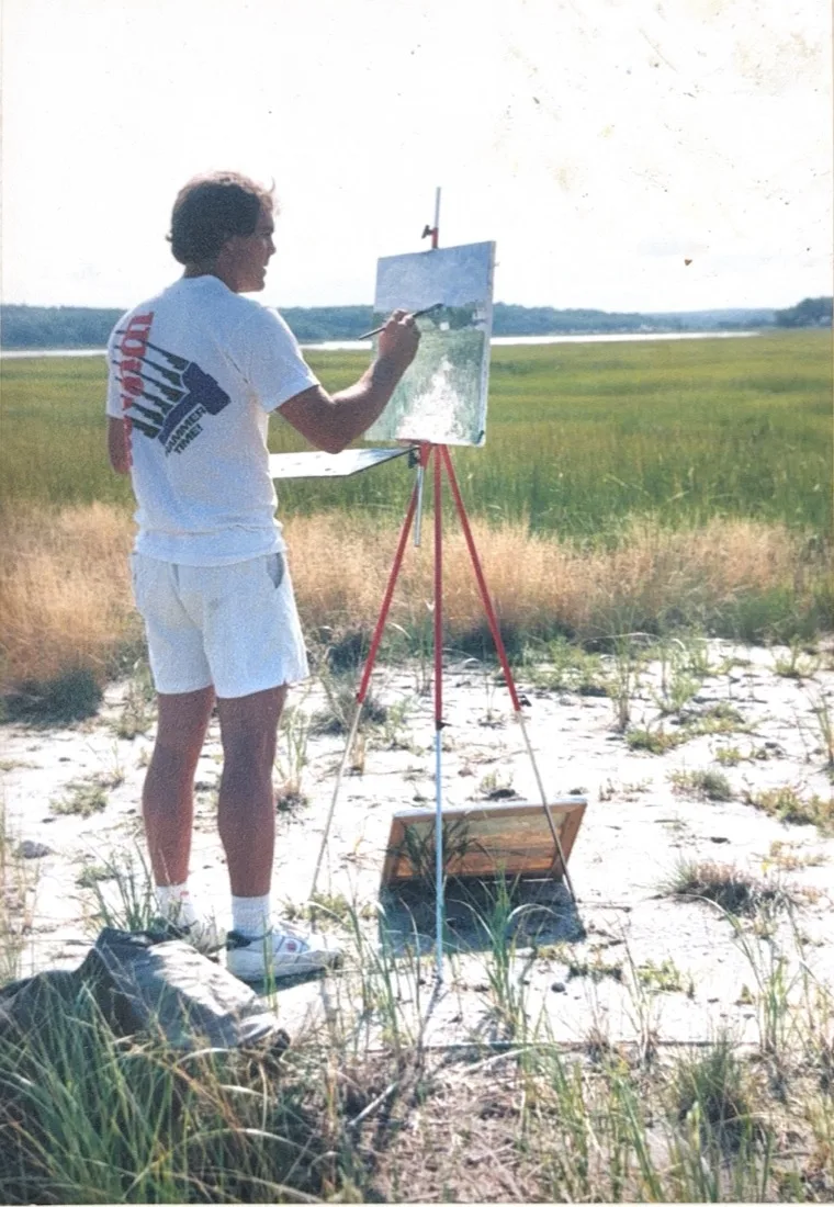 Kevin O'Hare painting en plein air on the Massachusetts shore